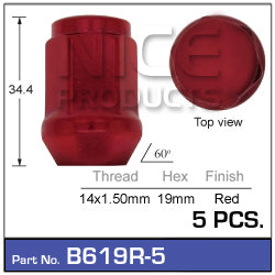 Red Nuts (pk5) B619R-5 - Nice Products | Universal Auto Spares
