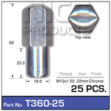 Chrome Nuts Pk 02 T360-25 - Nice Products | Universal Auto Spares