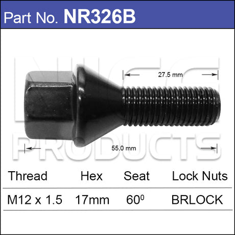 Black One Piece Stud NR326B - Nice Products | Universal Auto Spares