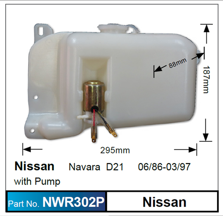 Washer Reservoir & Pump (NLA) NWR302P - Nice Products | Universal Auto Spares
