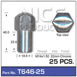 Chrome Nuts pk25 T646-25 - Nice Products | Universal Auto Spares