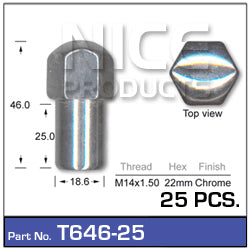 Chrome Nuts pk25 T646-25 - Nice Products | Universal Auto Spares
