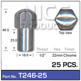Chrome Nut Pk 25 T246-25 - Nice Products | Universal Auto Spares