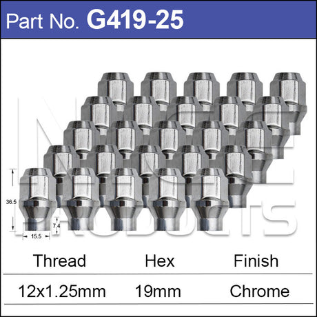 Chrome Nuts G419-25 - Nice Products | Universal Auto Spares