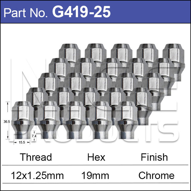Chrome Nuts G419-25 - Nice Products | Universal Auto Spares
