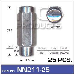 Chrome Nuts PK25 NN211-25 - Nice Products | Universal Auto Spares