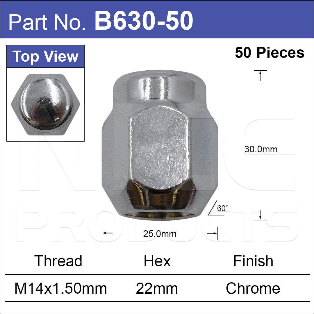 Chrome Nuts Pk50 B630-50 - Nice Products | Universal Auto Spares
