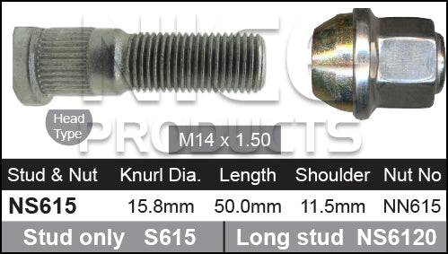 Stud & Nut NS615 - Nice Products | Universal Auto Spares