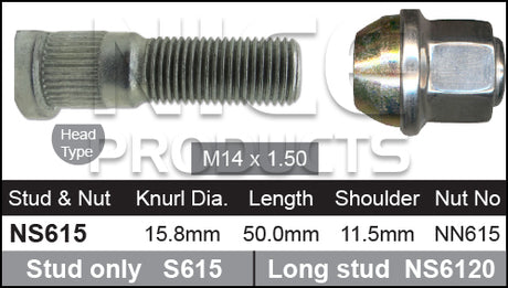 Stud & Nut NS615 - Nice Products | Universal Auto Spares