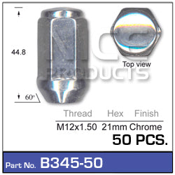 Chrome Nuts pk50 B345-50 - Nice Products | Universal Auto Spares