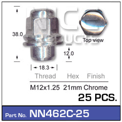 Wheel Nuts pk25 NN462C-25 - Nice Products | Universal Auto Spares