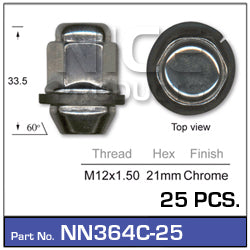 Wheel Nuts pk25 NN364C-25 - Nice Products | Universal Auto Spares