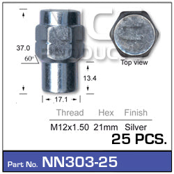 Wheel Nuts pk25 NN303-25 - Nice Products | Universal Auto Spares