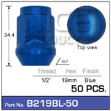 Blue Nuts pk50 B219BL-50 - Nice Products | Universal Auto Spares