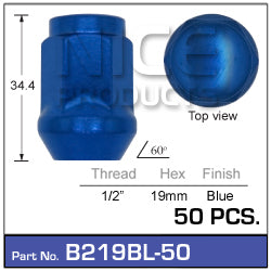 Blue Nuts pk50 B219BL-50 - Nice Products | Universal Auto Spares