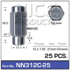 Chrome Nuts pk25 NN312C-25 - Nice Products | Universal Auto Spares