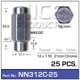 Chrome Nuts pk25 NN312C-25 - Nice Products | Universal Auto Spares
