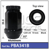 Race Open Ended Nut Black PBA341B - Nice Products | Universal Auto Spares