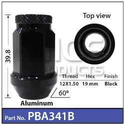 Race Open Ended Nut Black PBA341B - Nice Products | Universal Auto Spares