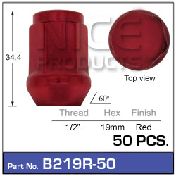 Red Nuts pk50 B219R-50 - Nice Products | Universal Auto Spares