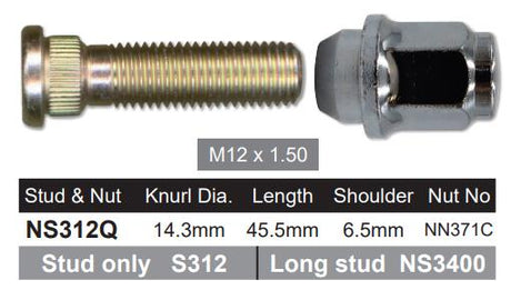 Stud & Nut NS312Q - Nice Products | Universal Auto Spares