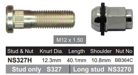 Stud & Nut NS327H - Nice Products | Universal Auto Spares