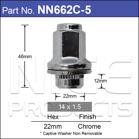 Wheel Nut Pkt 5 NN662C-5 - Nice Products | Universal Auto Spares