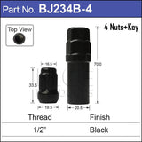 Lock nuts Black (4) BJ234B-4 - Nice Products | Universal Auto Spares