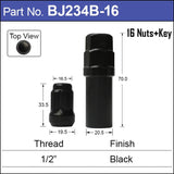 Lock Nuts Black (16) BJ234B-16 - Nice Products | Universal Auto Spares
