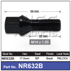 One Piece Bolt Black NR632B - Nice Products | Universal Auto Spares
