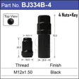 Lock Nuts Black (4) BJ334B-4 - Nice Products | Universal Auto Spares