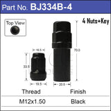 Lock Nuts Black (4) BJ334B-4 - Nice Products | Universal Auto Spares
