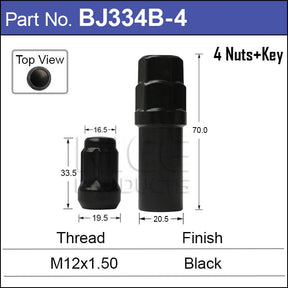 Lock Nuts Black (4) BJ334B-4 - Nice Products | Universal Auto Spares