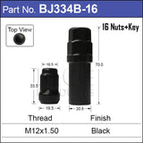 Lock Nuts Black (16) BJ334B-16 - Nice Products | Universal Auto Spares