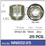Wheel Nut Pkt 25 NN602-25 - Nice Products | Universal Auto Spares
