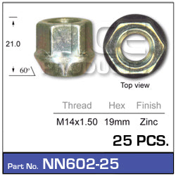 Wheel Nut Pkt 25 NN602-25 - Nice Products | Universal Auto Spares