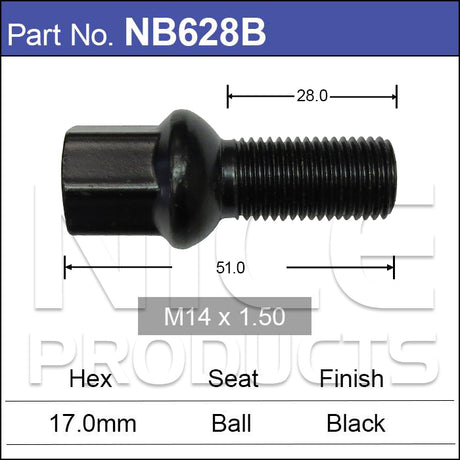 Wheel Bolt NB628B - Nice Products | Universal Auto Spares