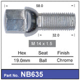 One Piece Wheel Bolt NB635 - Nice Products | Universal Auto Spares