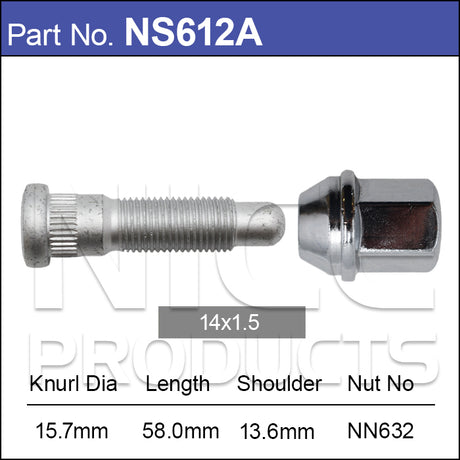 Stud & Nut NS612A - Nice Products | Universal Auto Spares