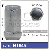 Chrome Nut B1645 - Nice Products | Universal Auto Spares