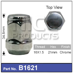 Chrome Nut B1621 - Nice Products | Universal Auto Spares