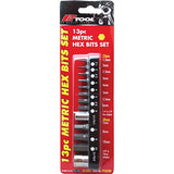 13 Piece 1/4” DR & 10mm Hex Metric Hex Bits Set - PKTool