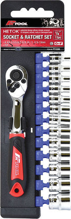 13 Piece 1/4” Drive 150mm Hetok Socket & Ratchet Set - PKTool