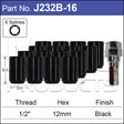 Allen Key Black Nut J232B-16 - Nice Products | Universal Auto Spares