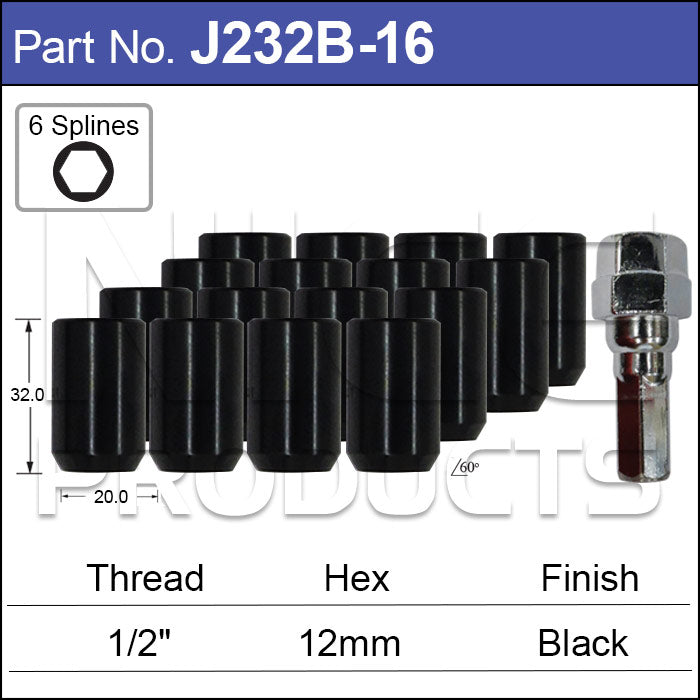 Allen Key Black Nut J232B-16 - Nice Products | Universal Auto Spares