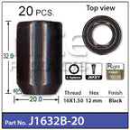 Black Allen Key Nuts J1632B-20 - Nice Products | Universal Auto Spares