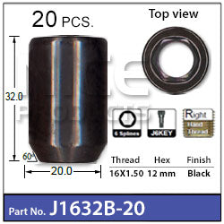 Black Allen Key Nuts J1632B-20 - Nice Products | Universal Auto Spares