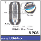 Chrome Nuts pk5 B644-5 - Nice Products | Universal Auto Spares