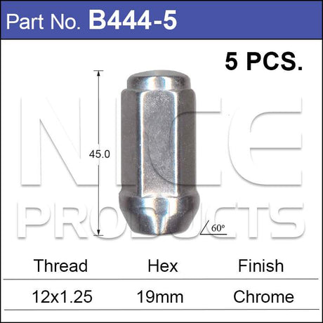 Chrome Nuts pk5 B444-5 - Nice Products | Universal Auto Spares