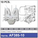 FASTENERS Pkt 10 AF385-10 - Nice Products | Universal Auto Spares